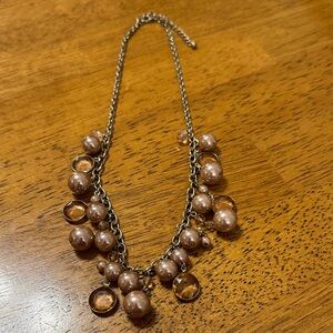 Elegant Gold and Mauve Pink Beaded Necklace